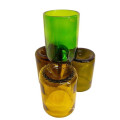 Mixed color 4-pack come with 2 amber, 1 green, and 1 gold colored 12-ounce glass